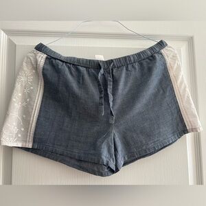 Joe fresh Blue Drawstring Athletic Shorts with White Embroidered Panels Sz M